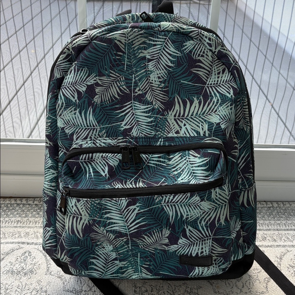 Calpak Leaf Pattern Backpack In Teal And Navy - image 1